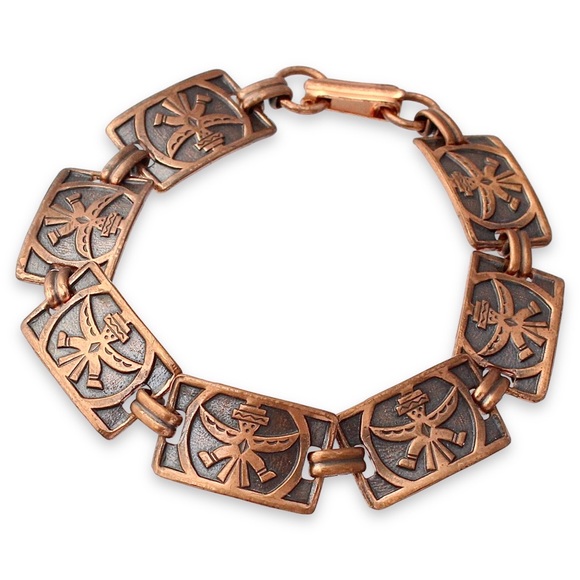 Vintage Copper Knifewing Kachina Link Bracelet Southwestern Native American - Picture 2 of 4